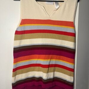 Liz Claiborne Cream and Red Knit Top
